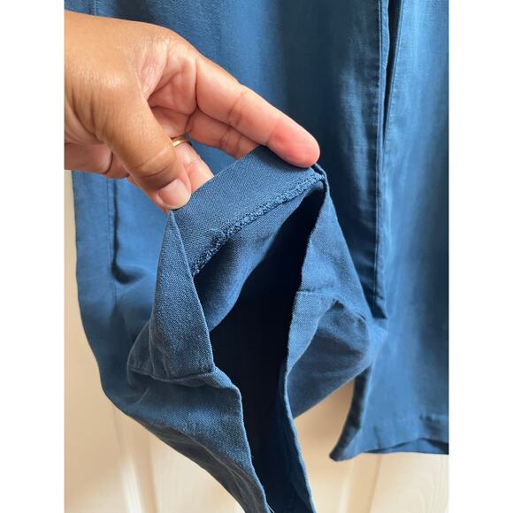Diega Pantero Blue Linen Blend Pocket Pull On Elastic Waistband Pant Medium - Picture 6 of 12